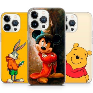 Custodia con personaggi dei cartoni animati per iPhone 16 Pro 15 14 13 12 8 7 SE 2022, custodia con personaggi dei cartoni animati adatta a Samsung S24 S23 S22 S21 FE S20 A16 A13 S7 Edge A53 A73
