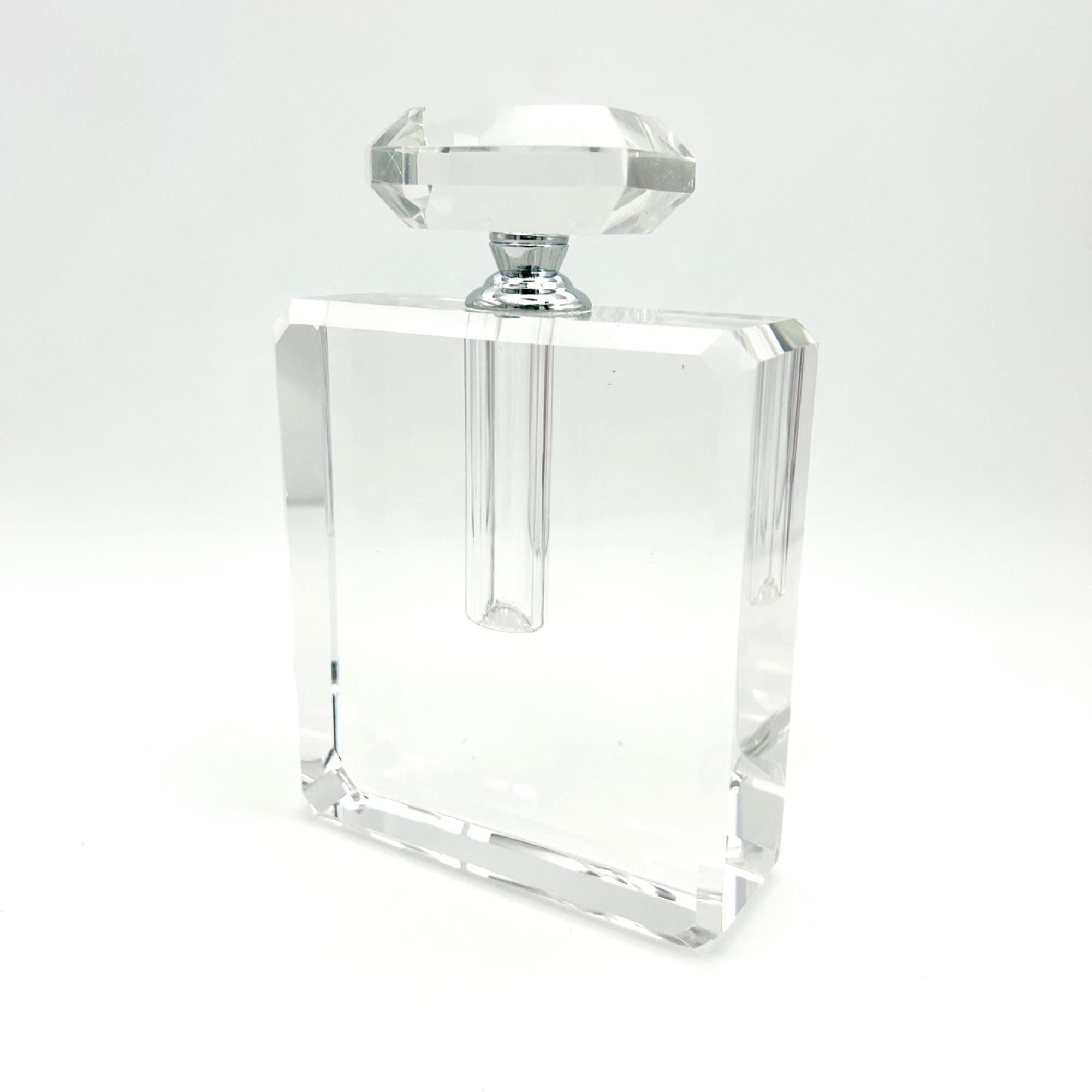 Art Deco Square Crystal Perfume Bottle for Dressing Table Vanity *NO DAUBER* Vtg