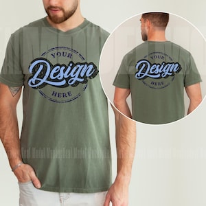 MOSS Comfort Colors 1717 Mockup | Men&#39;s back and front T-shirt Mockup | Real Male Model C1717 Mockup | Kokomocks