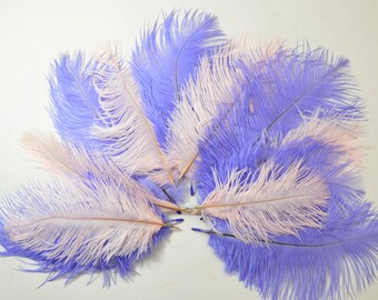 12pcs Ostrich Feathers Drabs - Pink & Lilac, 4-8 inches