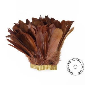 Feather Trim Goose Feather Satinette Fringe Trims Milk Chocolate 57 1 yard image 2