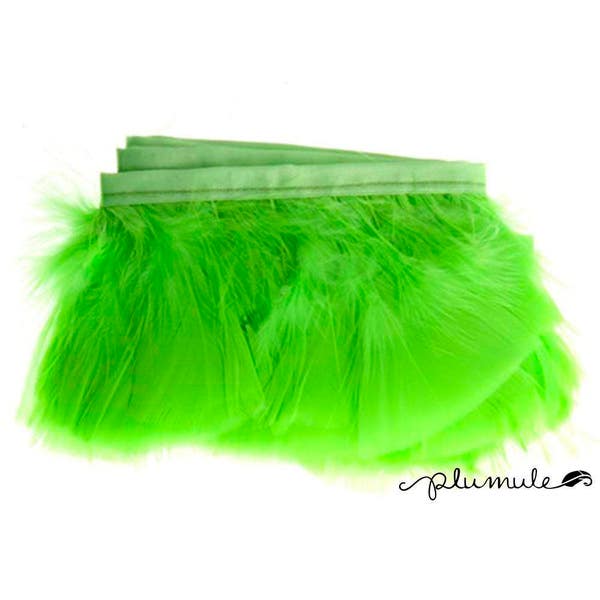 Feather Trim - Turkey Marabou Fluff Feather Fringe Trim - Lime Green 3-4" (1 yard)