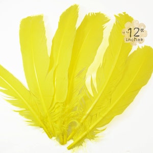 6pcs Turkey Wing Feathers both Right and Left wing, YELLOW - premium crafts and millinery supply