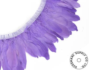 Feather Trim - Goose Feather Satinette Fringe Trims - Lilac Purple - 5"-7" (1 yard)