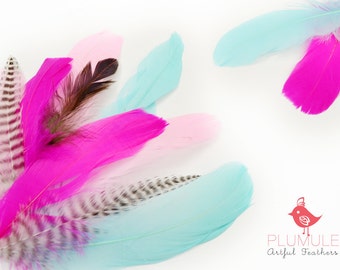 VOGUE GOOSE NAGOIRE feathers Assortment 004, candy colors, baby blue, pink, hot pink