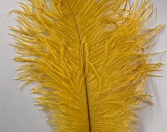 Ostrich Feathers - Ostrich Drab Feathers - Golden Yellow - 7 to 8 inches 5 pcs