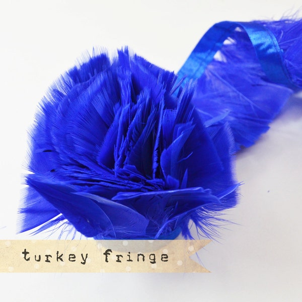 BLEU ROYAL - Turquie frange de plumes - mou, plat à bout, plume de coupe