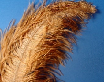 XL Golden Bronze Ostrich Plumes. 13-16 inches tall. EXCLUSIVE QUALITY.