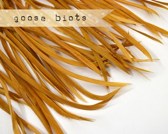 20 pcs - Goose Biots Feathers, caramel, Loose, can be curled, ironed, no. 012