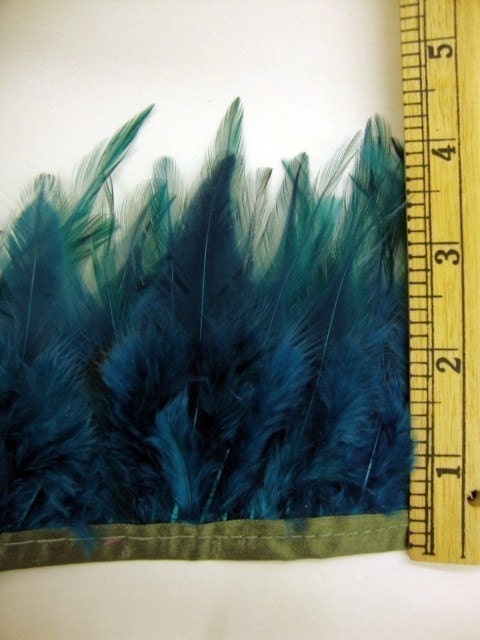 30 Peacock Green Strung Coque Saddle Feathers on Ribbon. | Etsy
