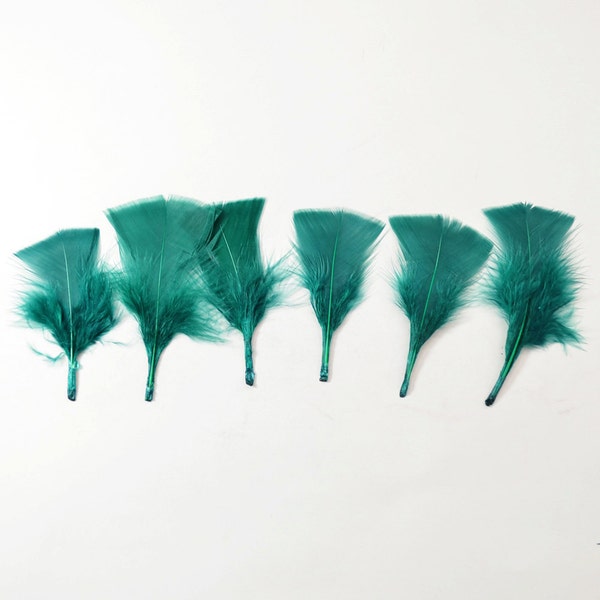 12pcs Turkey Flat Feathers-Emerald