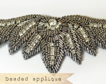 GUN METAL - Rhinestone Beaded Jewel Applique 6 pcs for Susan