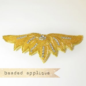 GOLD - Rhinestone Beaded Jewel Applique - millinery, fascinator headbands, sewing supplies, DIY Supplies, vintage style