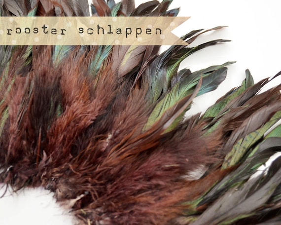 CHOCOLATE BROWN Half Bronze - Rooster Schlappen, Naturally Dyed, Unbleached, 5-7 inches tall