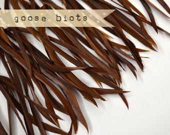 20 pcs - Goose Biots Feathers, reddish brown, Loose, can be curled, ironed, no. 011