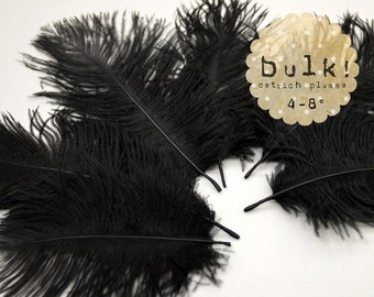 BLACK - BULK - 4-8 inches - 100 pcs Ostrich Feathers Drabs - Wholesale Feathers