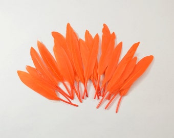 24pcs Small Duck Quills, Stiff loose feathers-Orange