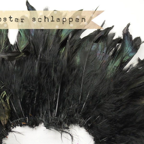 BLACK Half Bronze - Rooster Schlappen Feathers, Naturally Dyed, Unbleached, 5-7 inches tall