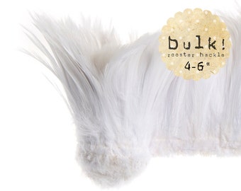 WHITE - BULK - 4-6 inches - Rooster neck Hackle - strung feathers - Wholesale Feathers