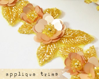 6 pcs GOLD Beaded Jewel Applique - millinery, fascinator headbands, sewing supplies, DIY Supplies, vintage style