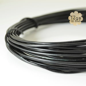 30ft 12ga Aluminum Craft Wire - 12 gauge, 9.2m, wire wrapping, jewelry, crafts, floral designs - BLACK