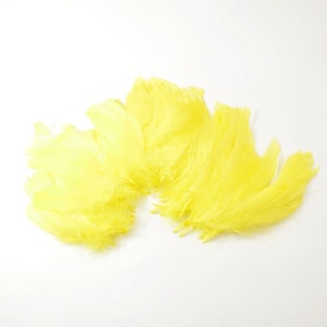 60-80pcs Goose Satinettes loose feathers, 6 grams, Yellow