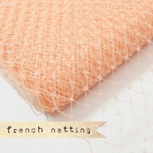 PEACH - French Netting - Millinery Hat Veiling, birdcage veil, feather fascinator.