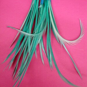 10 Aqua loose goose Biots Feather on wire