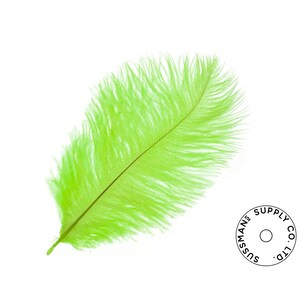 Ostrich Feathers - Wholesale Wedding Feathers Ostrich Drab Plumes - Lime Green - 10pcs (14-17&quot;)
