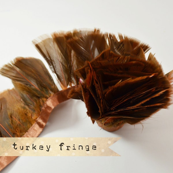 RUSTY BROWN - plumes de Turquie de Fringe - mou, plat à bout, plume faucheuse