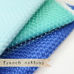 Shades of Ocean Blue - French Netting - 1 Yard - Millinery Hat Veiling, birdcage veil, feather fascinator