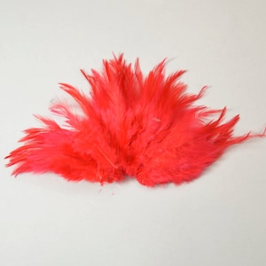 Rooster Saddle Feathers - Ruby Red, 2 inch strip (50-60pcs)