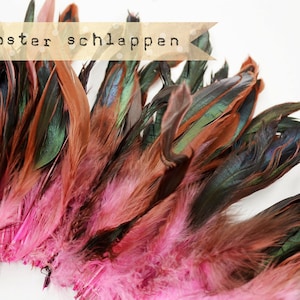 PINK BUBBLEGUM Halbbronze - Hahn Schlappen, natürlich gefärbt, ungebleicht, 13-18 cm groß
