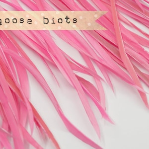20 pcs - Goose Biots Feathers, Barbie Pink, Loose, can be curled, ironed, no. 017