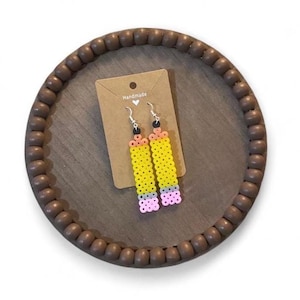 WRITE-ON! EARRINGS: handmade fuse bead earrings, pencil shaped, perfect for teachers or authors