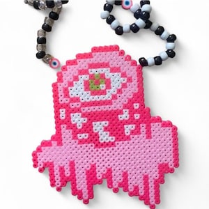 CUSTOM SUBTRONICS CYCLOP perler necklace : handmade perler art, beaded jewelry, magnet, perfect for edm lovers, custom colors