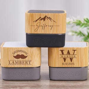 Altavoz personalizado para padrinos de boda, altavoz Bluetooth personalizado grabado, altavoz portátil, portátil y recargable, mini altavoz de madera