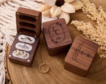Personalized Ring Box,3 Slot Wedding Ring Holder,Engagement Ceremony Ring Box,Custom Wooden Ring Box,Wedding Gift For The Bride,Gift For Her
