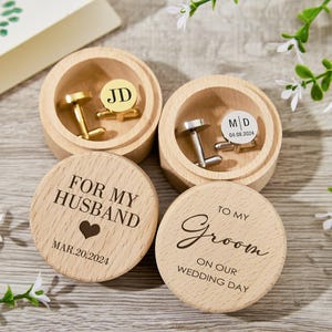 Boîte personnalisée de boutons de manchette avec prénom, boutons de manchette gravés pour homme d'honneur, cadeau de mariage pour homme d'honneur, cadeaux d'anniversaire pour homme
