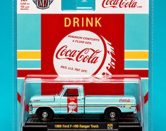 M2 Machines 1969 Ford F-100 Ranger Truck Coca-Cola Limited Edition Opening Hood Diecast