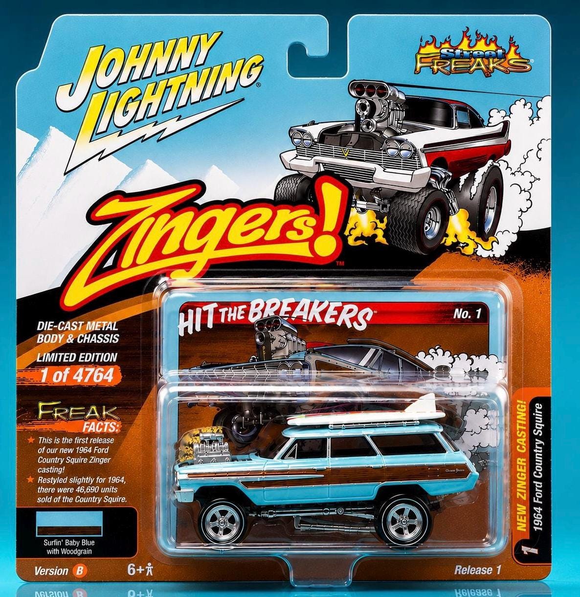 Johnny Lightning Zingers 1964 Ford Country Squire, Surfin' Baby Johnny Lightning Zingers 1964 Ford Country Squire, Surfin' Baby