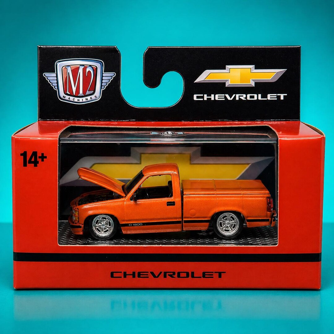 M2 Machines 1993 Chevrolet C1500 Pickup: Metallic Orange, Chrome