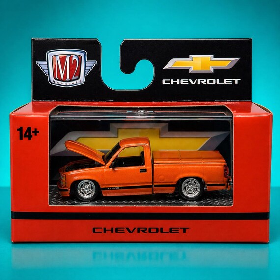 M2 Machines 1993 Chevrolet C1500 Pickup: Metallic Orange, Chrome