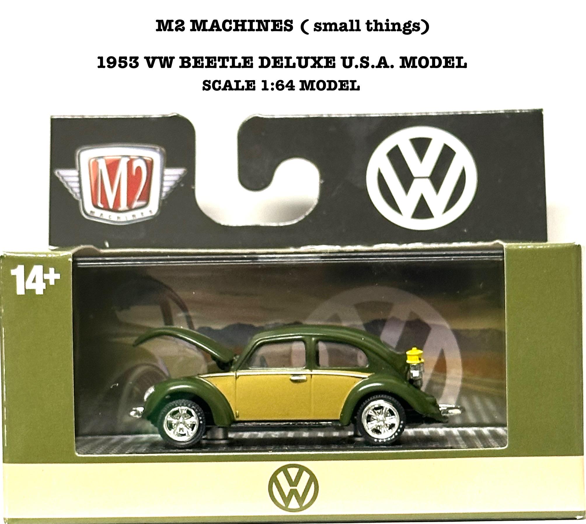 M2 Machines 1953 VW Beetle Deluxe, Green & Cream, 1/64 Scale Model