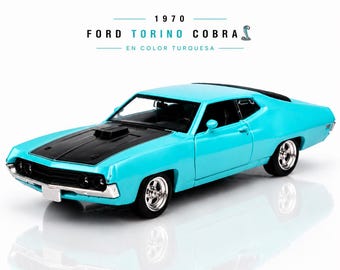 MSZ 1970 Ford Torino Cobra Aqua Metallic Muscle Car Diecast Model