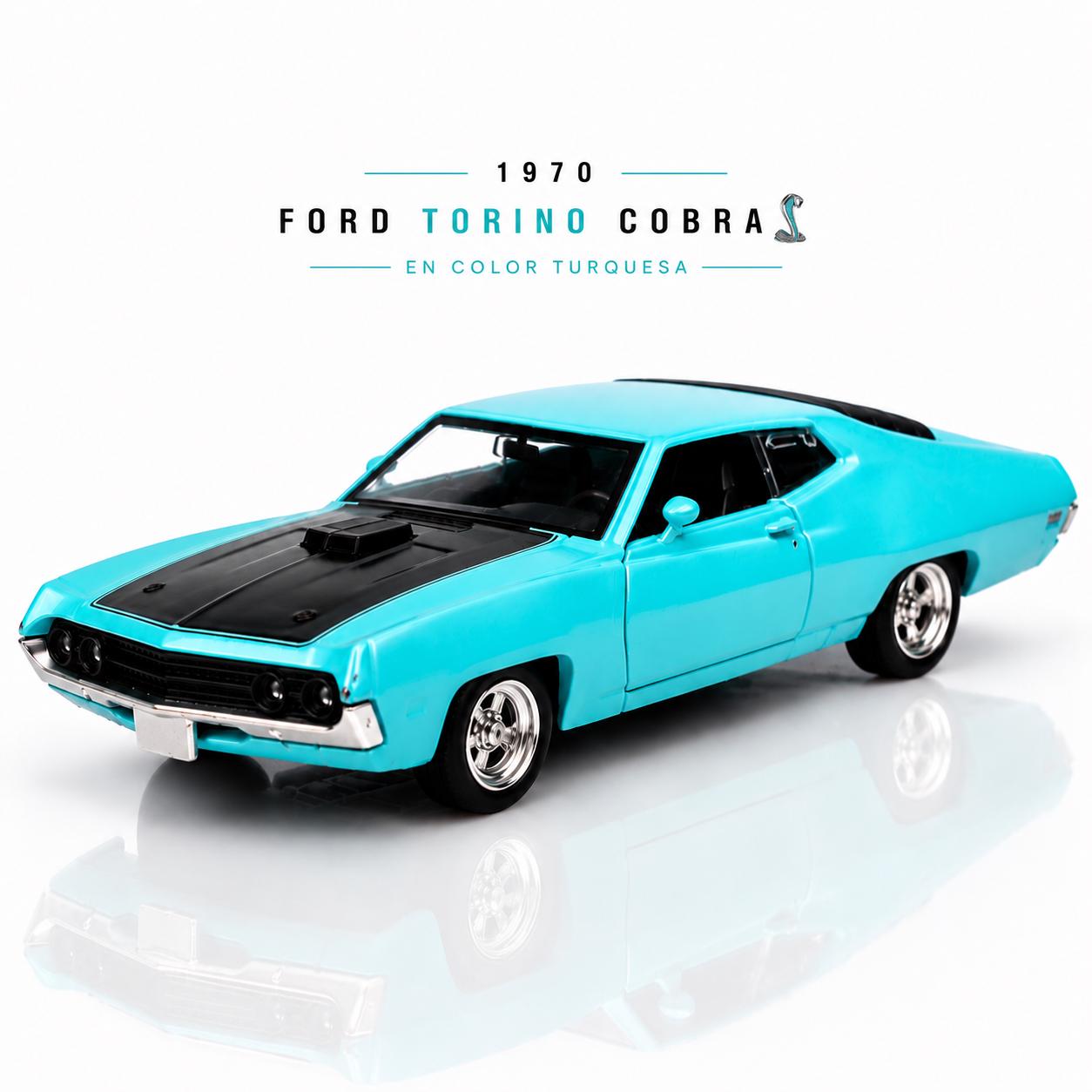 MSZ 1970 Ford Torino Cobra Aqua Metallic Muscle Car Diecast Model