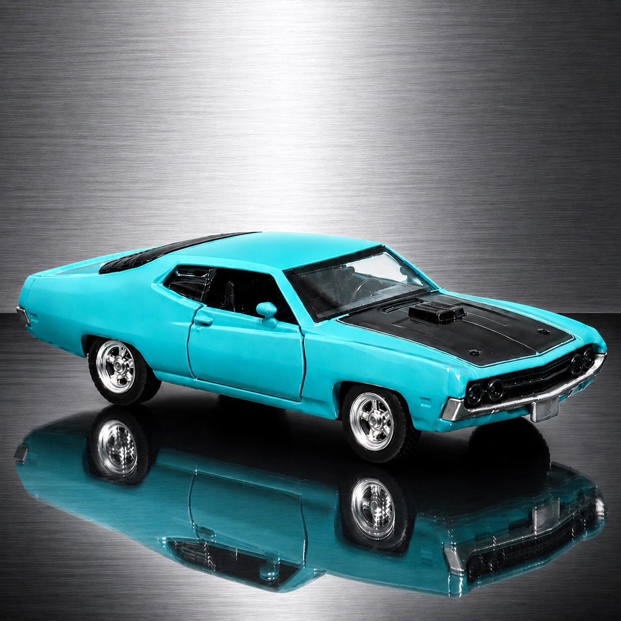 MSZ 1970 Ford Torino Cobra Aqua Metallic Muscle Car Diecast Model
