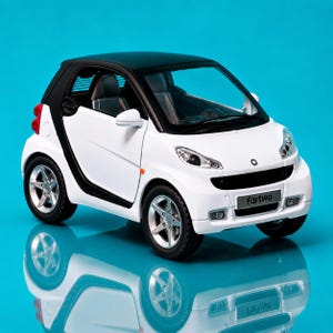 Smart Fortwo Diecast Model, White Black, LED Sound Effects