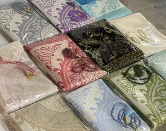 Taffeta Fabric Thin Prayer Rug; Islamic Gift Favor, Mavlid, Engagement Giveaway, Travel Friendly Sejadah