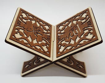 Atril de madera natural para el Corán, tamaño mediano, para libros, Rahle, decoración del hogar, regalo